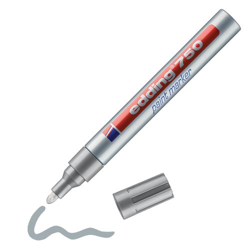 edding 750 Paint Marker Bullet Tip 2-4mm Line Silver (Pack 10) - 4-750054 41056ED Buy online at Office 5Star or contact us Tel 01594 810081 for assistance