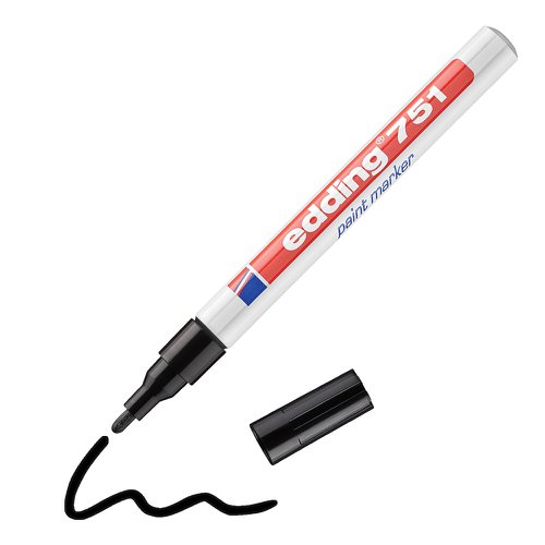 edding 751 Paint Marker Bullet Tip 1-2mm Line Black (Pack 10) - 4-751001