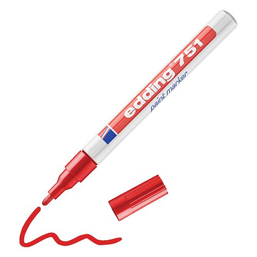 edding 751 Paint Marker Bullet Tip 1-2mm Line Red (Pack 10) - 4-751002 41070ED Buy online at Office 5Star or contact us Tel 01594 810081 for assistance
