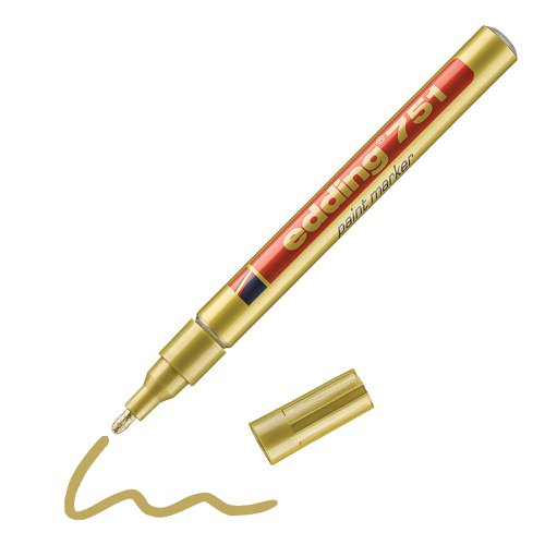 edding 751 Paint Marker Bullet Tip 1-2mm Line Gold (Pack 10)