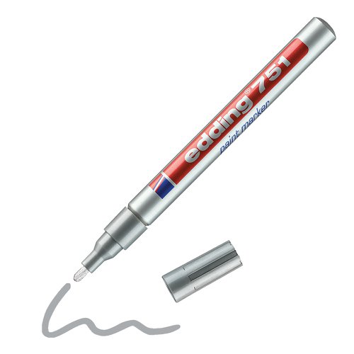 Edding 751 Paint Marker Bullet Tip 1-2mm Silver [Pack 10] 4-751054