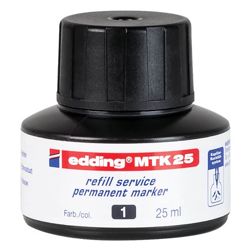 edding MTK 25 Bottled Refill Ink for Permanent Markers 25ml Black - 4-MTK25001  75489ED