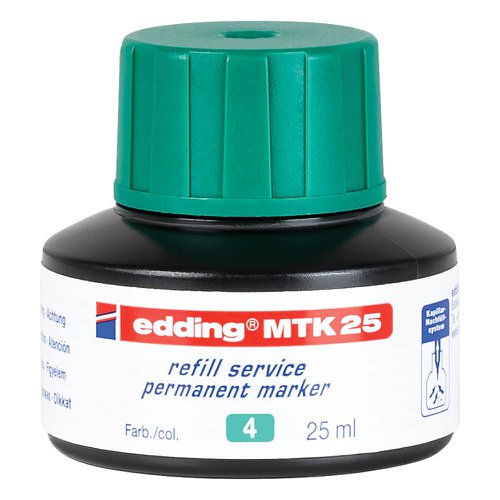 edding MTK 25 Bottled Refill Ink for Permanent Markers 25ml Green - 4-MTK25004 75510ED Buy online at Office 5Star or contact us Tel 01594 810081 for assistance