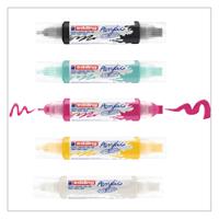 edding 5400 3D Acrylic Marker Double Liner Bullet Tip 2-3mm and Chisel Tip 5-10mm Line Assorted Basic Colours (Pack 5) 4-5400-5