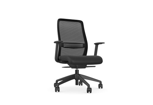 NV Operative Chair Adj. Arms, Mesh Back, Black Base, Black Fabric Seat