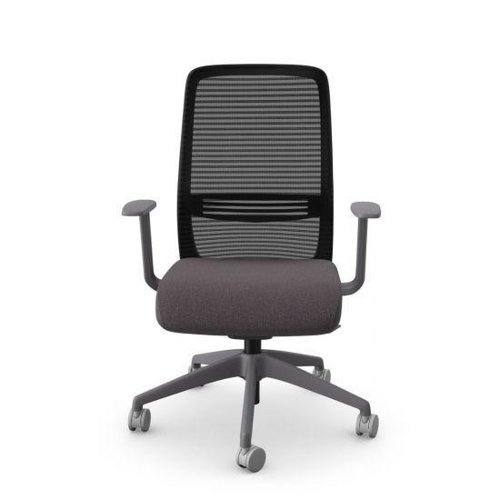 NV Operative Chair Adj. Arms, Mesh Back, Grey Frame, Grey Fabric Seat