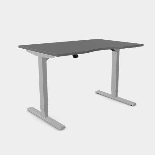 Zoom Single Height Adjust Desk -  Double purpose scallop, 1200 x 800mm - Graphite / Silver Frame