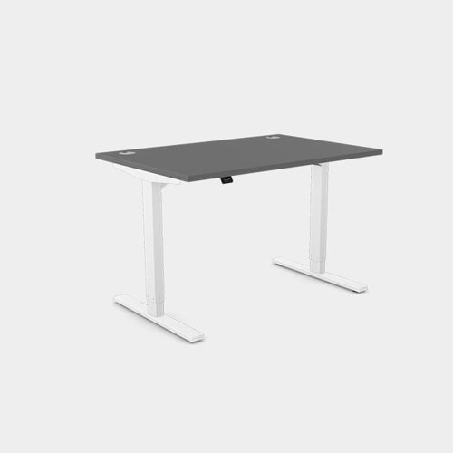 Zoom Single Height Adjust Desk -  Double purpose scallop, 1200 x 800mm - Graphite / White Frame
