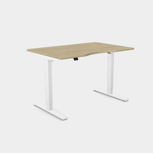 Zoom Single Height Adjust Desk -  Double purpose scallop, 1200 x 800mm - Urban Oak / White Frame