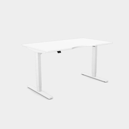 Zoom Single Height Adjust Desk - Double purpose scallop, 1200 x 800mm - White / White Frame