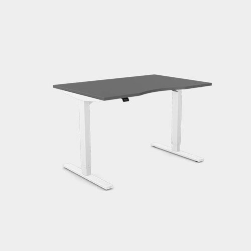 Zoom Single Height Adjust Desk - Double purpose scallop, 1400 x 800mm - Graphite / White Frame