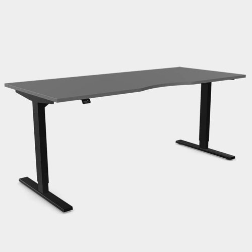 Zoom Single Height Adjust Desk - Double purpose scallop, 1800 x 800mm - Graphite / Black Frame