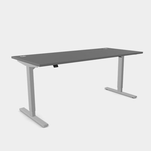 Zoom Single Height Adjust Desk - Top With Alu Portals, 1600 x 800mm - Graphite / Silver Frame
