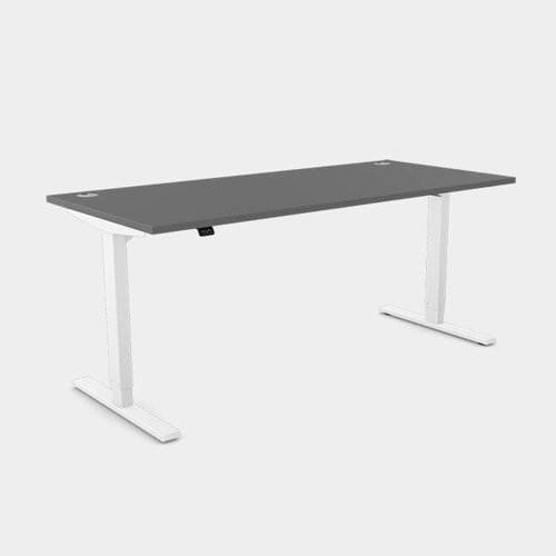 Zoom Single Height Adjust Desk - Top With Alu Portals, 1800 x 800mm - Graphite / White Frame