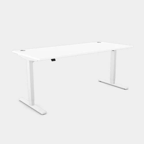 Zoom Single Height Adjust Desk - Top With Alu Portals, 1800 x 800mm - White / White Frame