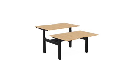 Leap Bench Desk Top With Scallop, 1200 x 800mm - Beech / Black Frame
