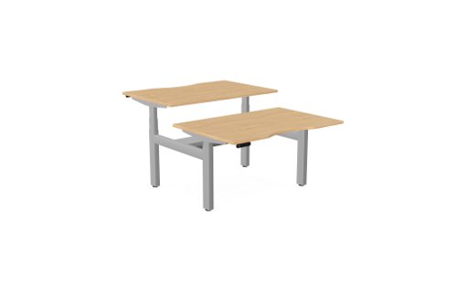 Leap Bench Desk Top With Scallop, 1200 x 800mm - Beech / Silver Frame