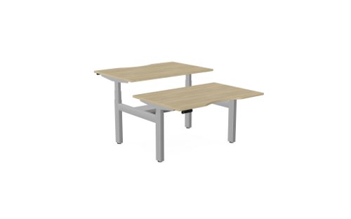 Leap Bench Desk Top With Scallop, 1200 x 800mm - Urban Oak / Silver Frame