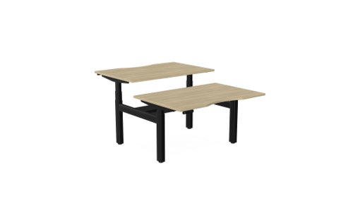 Leap Bench Desk Top With Scallop, 1400 x 800mm - Urban Oak / Black Frame