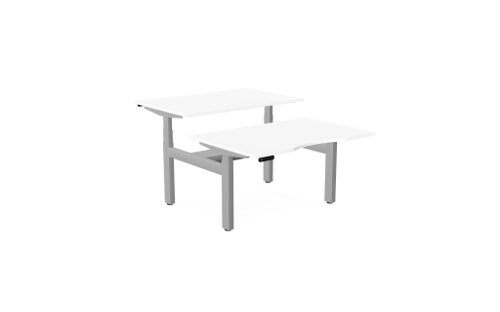 Leap Bench Desk Top With Scallop, 1400 x 800mm - White / Silver Frame