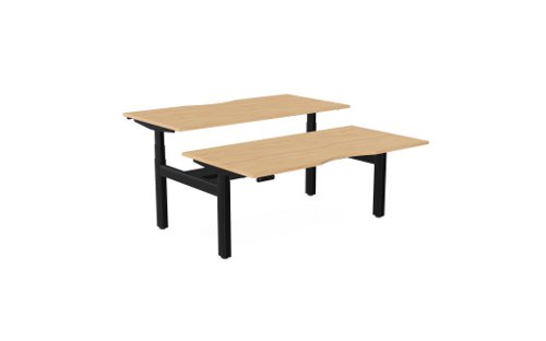 Leap Bench Desk Top With Scallop, 1600 x 800mm - Beech / Black Frame