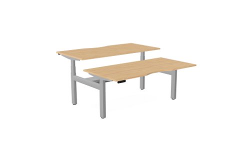 Leap Bench Desk Top With Scallop, 1600 x 800mm - Beech / Silver Frame
