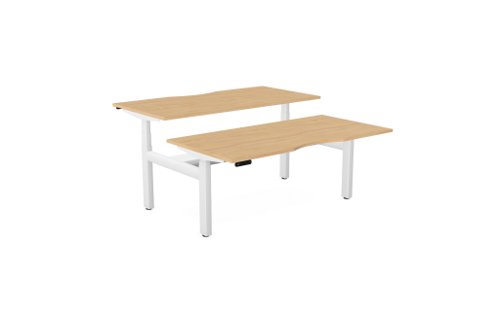 Leap Bench Desk Top With Scallop, 1600 x 800mm - Beech / White Frame