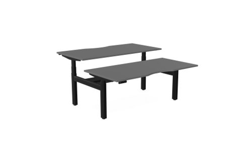 Leap Bench Desk Top With Scallop, 1600 x 800mm - Graphite / Black Frame