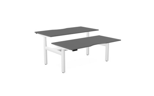 Leap Bench Desk Top With Scallop, 1600 x 800mm - Graphite / White Frame