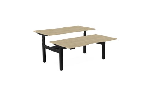 Leap Bench Desk Top With Scallop, 1600 x 800mm - Urban Oak / Black Frame