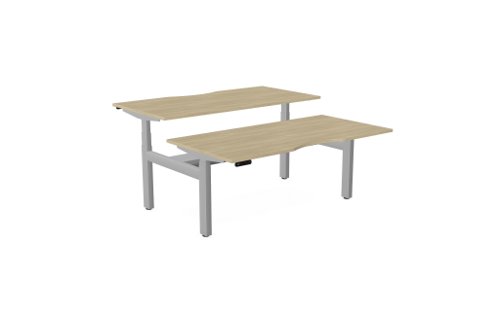 Leap Bench Desk Top With Scallop, 1600 x 800mm - Urban Oak / Silver Frame