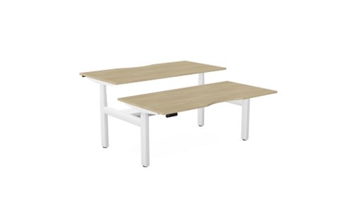 Leap Bench Desk Top With Scallop, 1600 x 800mm - Urban Oak / White Frame