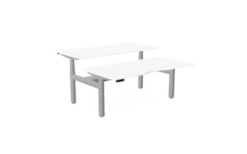 Leap Bench Desk Top With Scallop, 1600 x 800mm - White / Silver Frame
