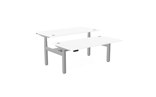 Leap Bench Desk Top With Alu Portals, 1600 x 800mm - White / Silver Frame
