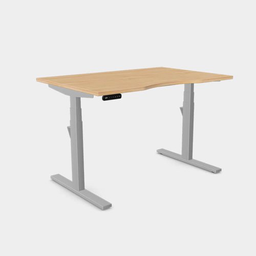 Leap Single Desk Top With Scallop, 1200 x 800mm - Beech / Silver Frame