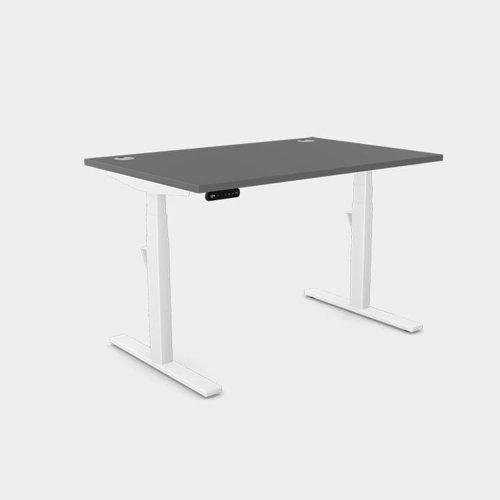 Leap Single Desk Top With Alu Portals, 1400 x 800mm - Graphite / White Frame