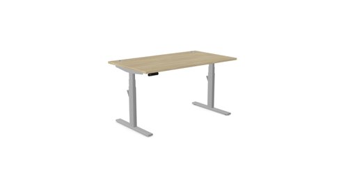 Leap Single Desk Top With Alu Portals, 1400 x 800mm - Urban Oak / Silver Frame