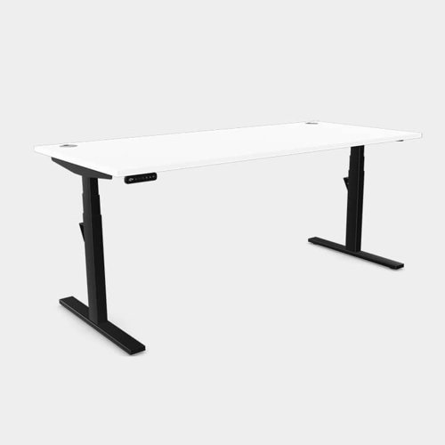Leap Single Desk Top With Alu Portals, 1600 x 800mm - White / Black Frame