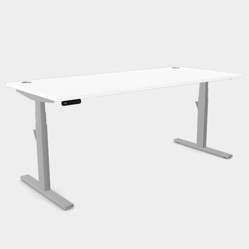 Leap Single Desk Top With Alu Portals, 1600 x 800mm - White / Silver Frame