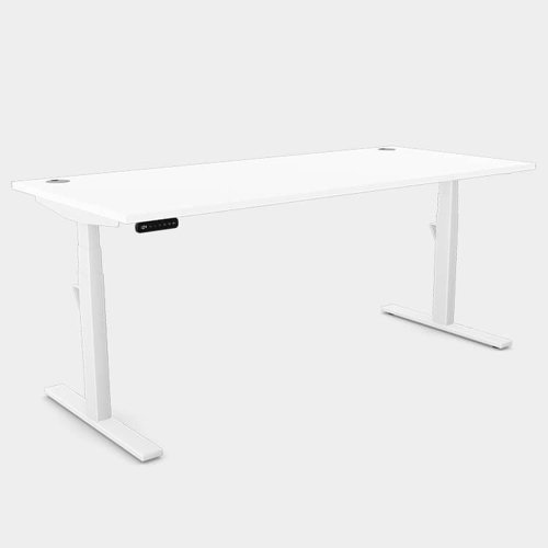 Leap Single Desk Top With Alu Portals, 1600 x 800mm - White / White Frame