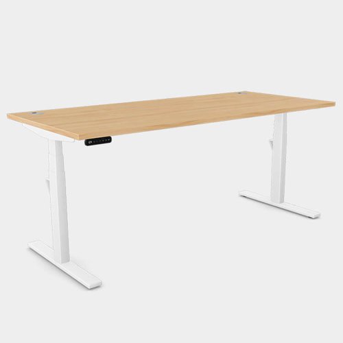 Leap Single Desk Top With Alu Portals, 1800 x 800mm - Beech / White Frame