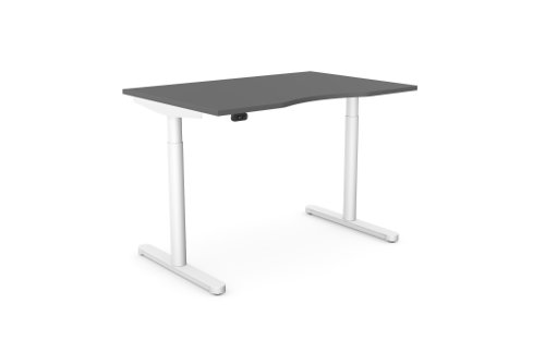 RoundE Height Adjust Desk -  Double purpose scallop, 1200 x 800mm - Graphite / White Frame
