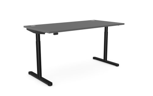 RoundE Height Adjust Desk - Top With Alu Portals, 1800 x 800mm - Graphite / Black Frame