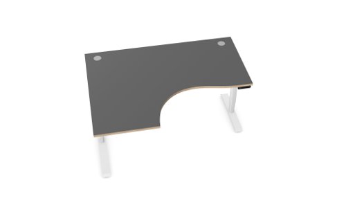 Sit Stand Radial Top, 2 Alu Portals, No Drillings 1600 x 1200 x 25mm Left, PLY edging - GR Desk Components P-RD1612L/GR