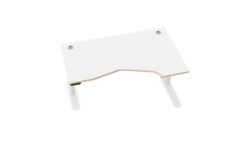 PLY Sit Stand K Top With Alu Portals, 1600 x 1000 x 25mm Rad Right - WH Desk Components P-TP1610R/WH
