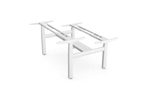 Leap Double Bench 3 Stage Electric Adjust Frame with 2 Handsets and Telescopic Cable Tray for All Size Tops - White
