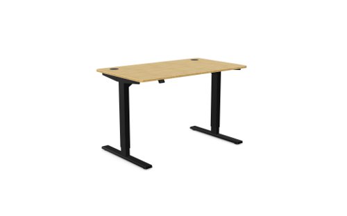 Zoom Single Height Adjust Desk 1200 x 700mm - Rectangular Bamboo top / Black Frame