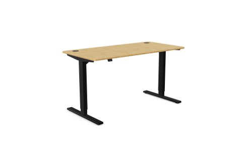 Zoom Single Height Adjust Desk 1400 x 700mm - Rectangular Bamboo top / Black Frame