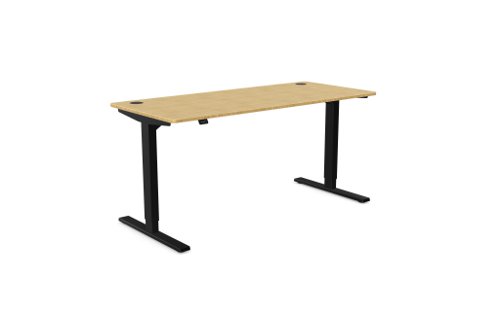 Zoom Single Height Adjust Desk 1600 x 700mm - Rectangular Bamboo top / Black Frame