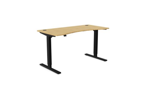 Zoom Single Height Adjust Desk 1400 x 700mm - Curved Bamboo top / Black Frame